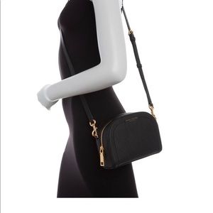 Marc Jacobs Black Leather Dome Crossbody with Gold Hardware